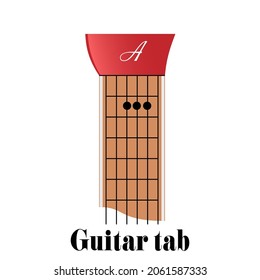 Guitar tabulator with chord A, vector illustration