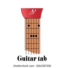 Tabulador de guitarra con acorde B, ilustración vectorial