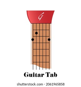 Guitar tabulator with chord G major, vector illustration