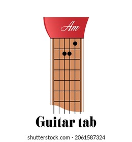 Guitar tabulator with chord A minor, vector illustration