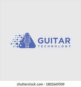 Guitar Tech design vector template. Simple set of acoustic guitar vector icons, Guitar technology music studio logo creative vector icon