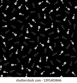 Guitar themed freehand drawings seamless pattern. Hand drawn guitar elements doodles design for wallpapers, wrapping, backgrounds. Abstract music objects. Vector musical illustration melody decoration