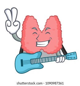 With guitar thyroid mascot cartoon style