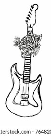 Guitar and tiger graphic design vector art