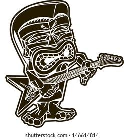 Guitar Tiki vector reverse drawing in black