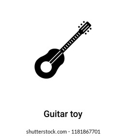 Guitar toy icon vector isolated on white background, logo concept of Guitar toy sign on transparent background, filled black symbol