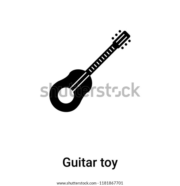 Guitar toy icon vector isolated on white\
background, logo concept of Guitar toy sign on transparent\
background, filled black\
symbol