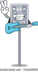 With guitar toy keep right shaped on cartoon