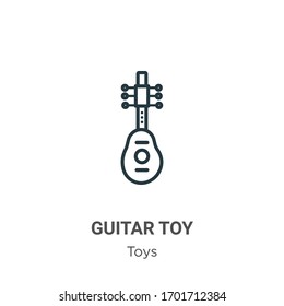 Guitar toy outline vector icon. Thin line black guitar toy icon, flat vector simple element illustration from editable toys concept isolated stroke on white background