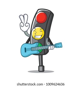 With guitar traffic light character cartoon