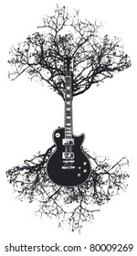 guitar with tree and roots