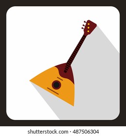 Guitar triangle icon in flat style with long shadow. Musical instrument symbol vector illustration