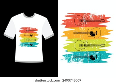 Guitar T-Shirt Design Vector Art Illustrator 