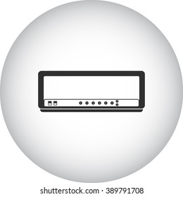 Guitar tube amplifier head simple icon  on round background