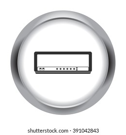 Guitar tube amplifier head simple icon  on round background