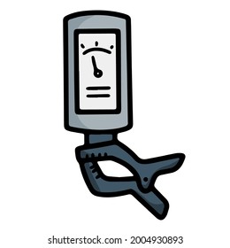 Guitar tuner for musicians, cartoon doodle icon