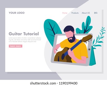 Guitar Tutorial Illustration For Landing Page