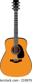 A guitar is a type of stringed instrument with a fretted fingerboard and six strings that are played by plucking or scraping the strings with fingers or a pick.