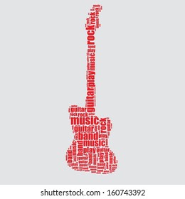 guitar typography 3d text word art guitar vector illustration word cloud 