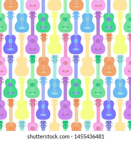 Guitar, ukulele seamless pattern isolated on white background.