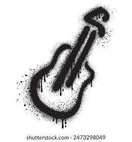 Guitar in urban graffiti style with black spray paint. vector illustration.