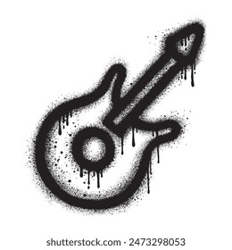 Guitar in urban graffiti style with black spray paint. vector illustration.