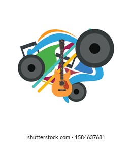 guitar vector, acoustic music illustration.