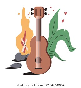 Guitar vector cartoon music instrument concept illustration isolated on a white background.
