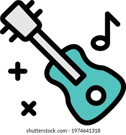 guitar vector color line icon