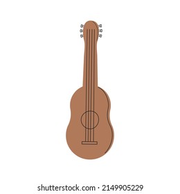 Ilustración plana vectorial de guitarra. Equipo de campamento.