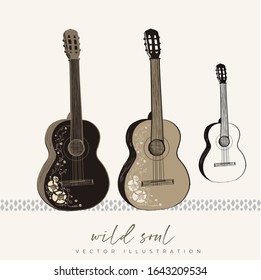 Guitar - vector hand-drawing illustration