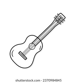 Guitar vector icon in doodle style. Symbol in simple design. Cartoon object hand drawn isolated on white background.