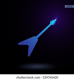 Guitar. Vector icon. Graphic symbol for web design, logo. Isolated sign on a black background.