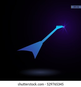 Guitar. Vector icon. Isolated sign on a black background.