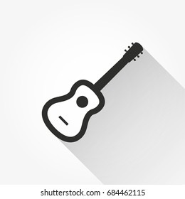 Guitar vector icon with long shadow. Illustration isolated for graphic and web design.