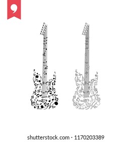 Guitar vector icon, musical instrument symbol