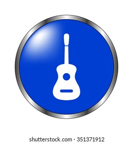 Guitar - vector icon on the blue button