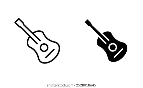 Guitar vector icon set in black and white color.