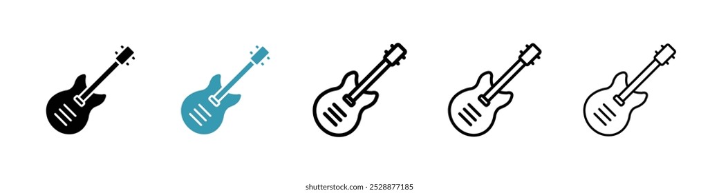Guitar vector icon set in black and blue colors.