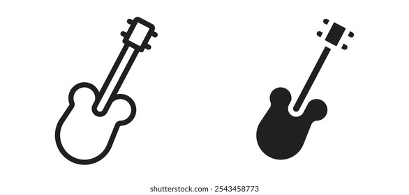 Guitar vector icon set in black.