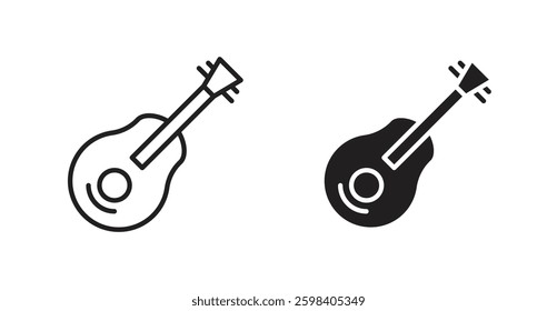 Guitar vector icon set in black color.