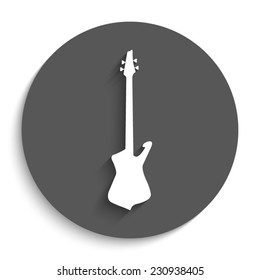 Guitar - vector icon with shadow on a round grey button
