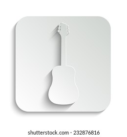 Guitar  - vector icon with shadow on a grey button