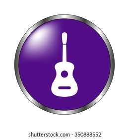 Guitar - vector icon; violet button