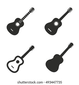 Guitar vector icons set. Black illustration isolated on white background for graphic and web design.