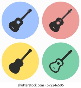 Guitar vector icons set. Black illustration isolated for graphic and web design.