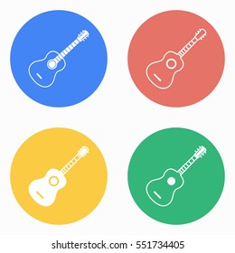 Guitar vector icons set. White illustration isolated for graphic and web design.