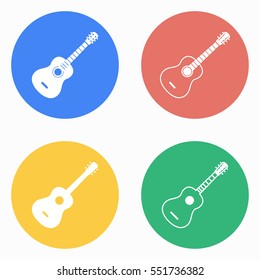 Guitar vector icons set. White illustration isolated for graphic and web design.
