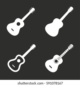 Guitar vector icons set. White illustration isolated for graphic and web design.