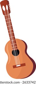 Guitar. Vector illustration of a guitar. Guitar for a hike on a white background. Guitar illustration is suitable for projects on the theme of summer camp, hiking and picnics.
